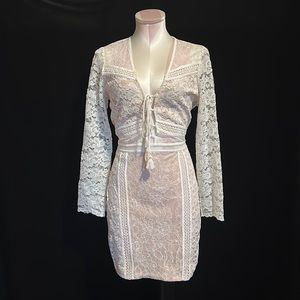 Express, cream , lace long sleeve dress
